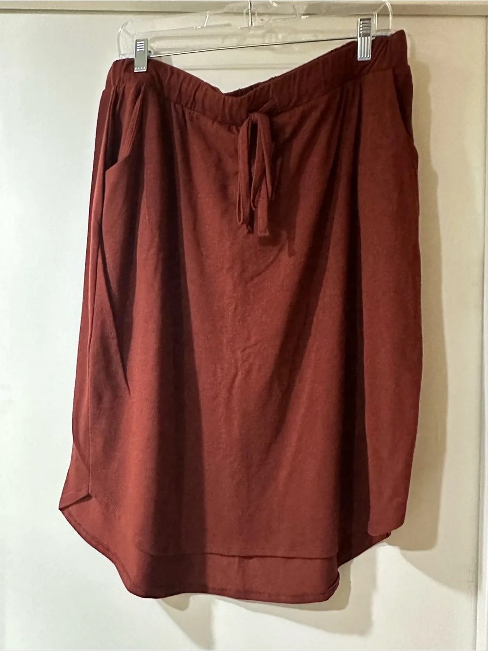 Zenana Outfitters Rust High-Low Drawstring Skirt